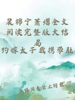 裴锦宁萧熠全文阅读完整版大结局